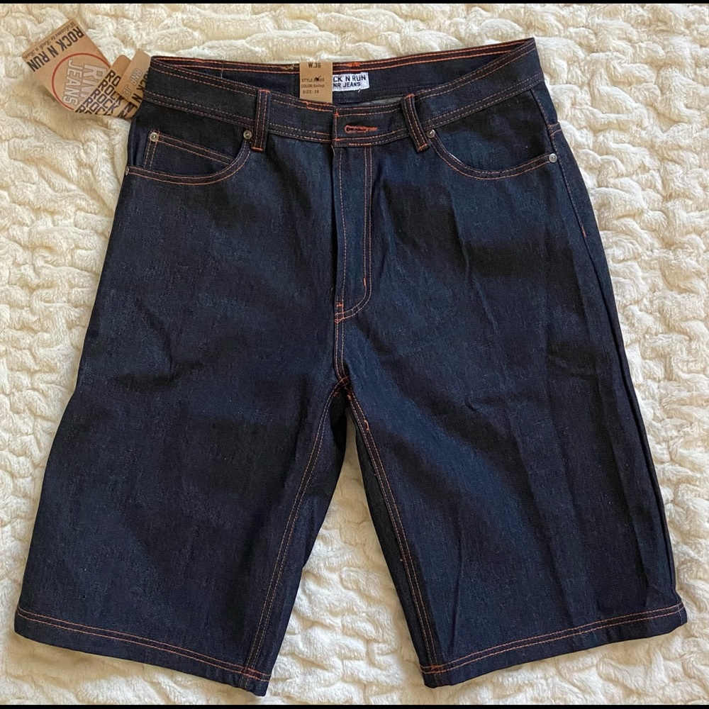 RNR Jean shorts with orange thread